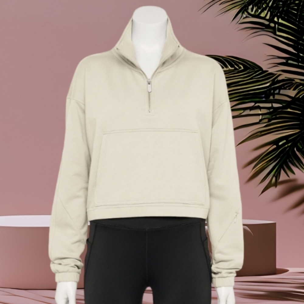 NWT 2X Crop Sweatshirt w Kangaroo Pocket & Small Zipper Pocket on Sleeve